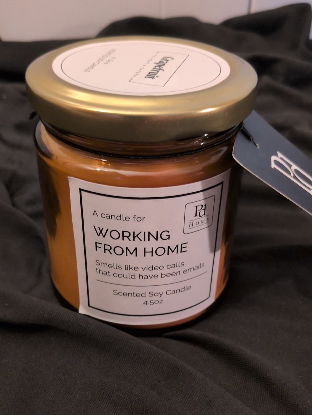 "Working From Home" Scented Soy Candle - Gold Amber